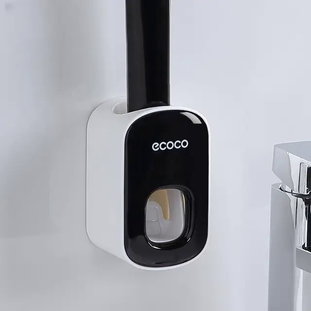 ECOCO Automatic Toothpaste Squeezers Wall Mounted Toothpaste Dispenser Dustproof Toothbrush Holder Bathroom Accessories for Home. 