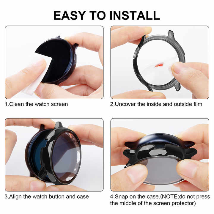For Samsung Galaxy Watch Active 2 40mm/44mm Case With Screen Protector Samsung Galaxy Watch Active 2 Soft Case/Hard Case (option) For 40mm/44mm Protector Cover Coverage PC Glass Bumper Screen Protection. 