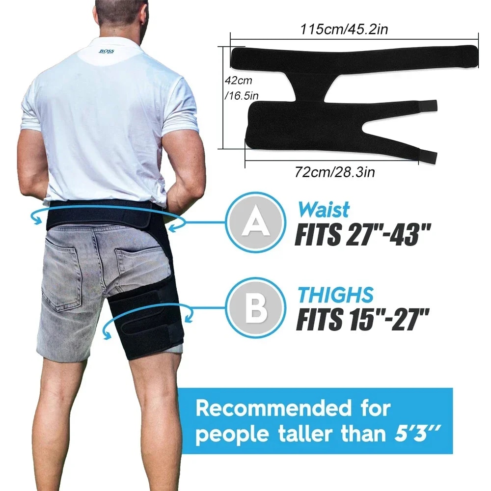 Hip Brace Thigh Compression Sleeve, Hamstring Groin Compression Support Wrap for Hip Pain Relief, Sciatica,Quad Muscle Strains. 