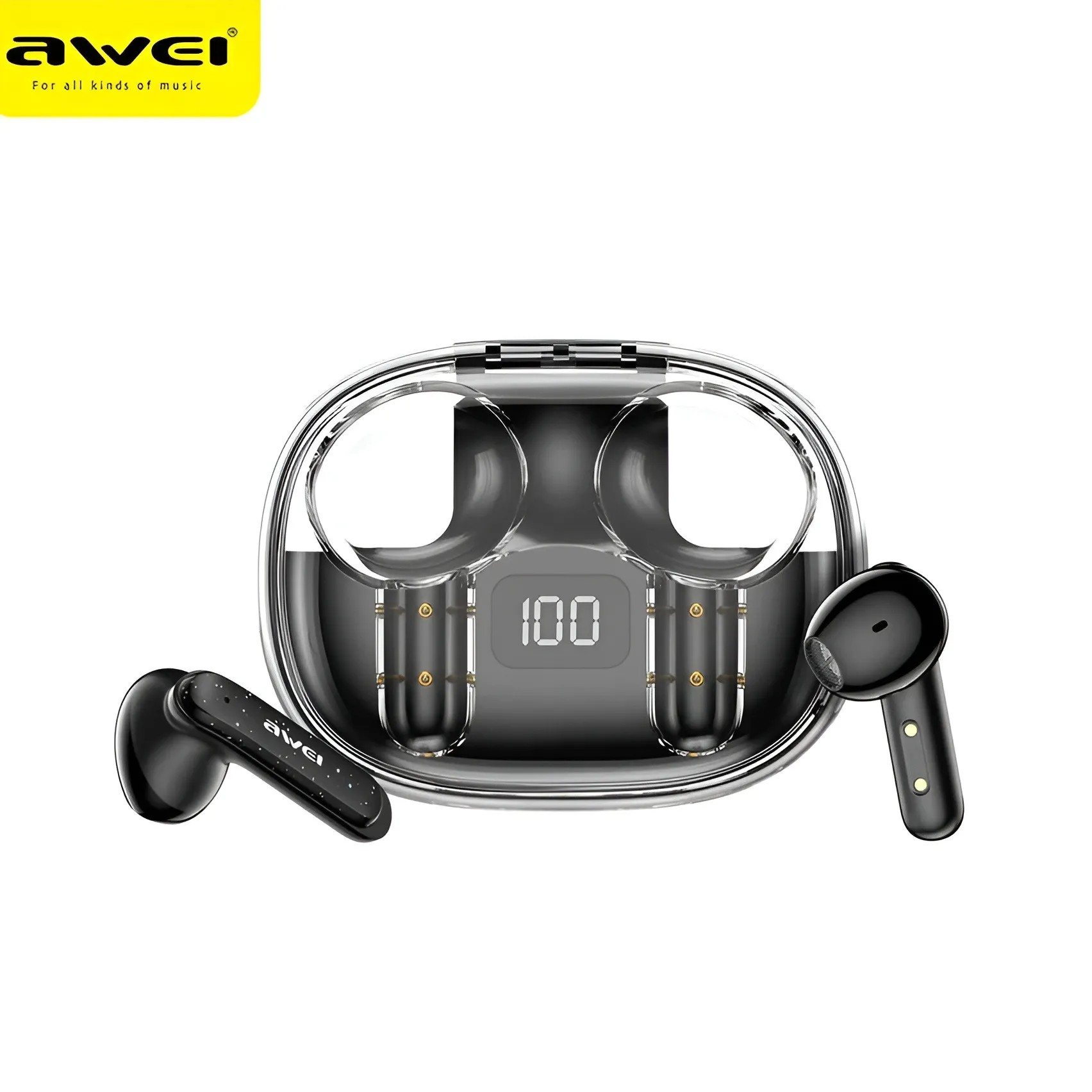 AWEI T86 ENC Noise Cancellation Bluetooth 5.3 Low Latency Digital Display True Wireless Gaming Earbuds