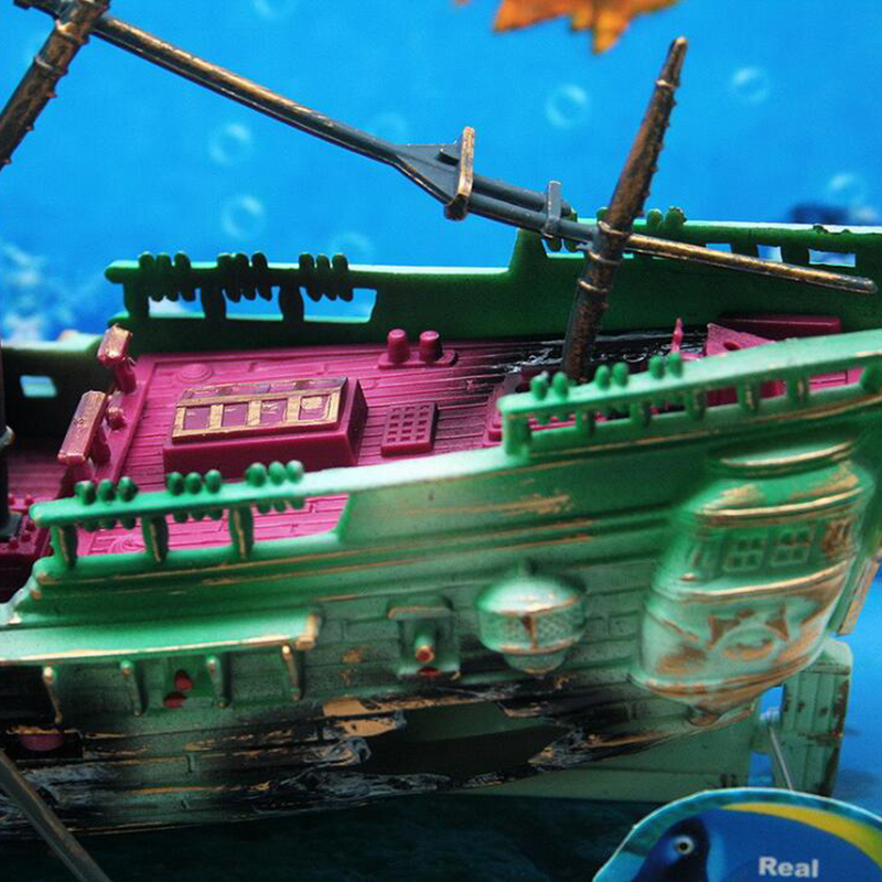 Large Aquarium Decoration Boat Aquarium Ship Air Split Shipwreck Fish Tank Decor. 