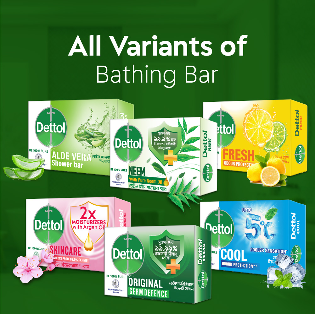 Dettol Soap Original 125gm Bathing Bar, Soap with protection from 99.99% illness-causing germs. 