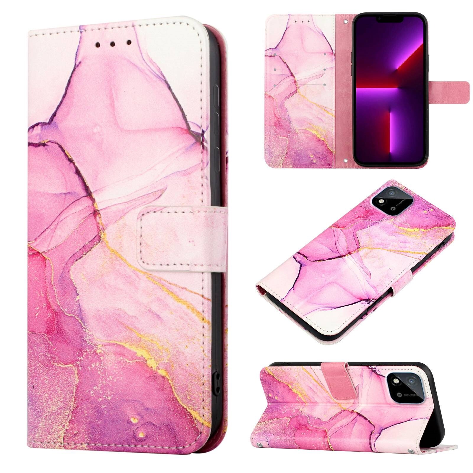 lthmy for OPPO Realme C11 2021 case Marble Pattern PU Leather Wallet Card Slots Flip Stand Cover with Hand Strap
