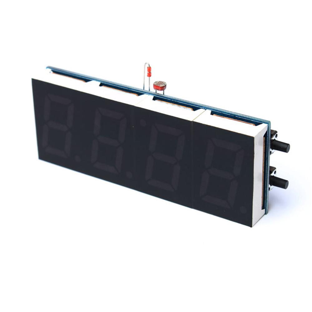 Compact 4-digit DIY Digital LED Clock Kit Light Control Temperature Date Time Display with Transparent Case. 