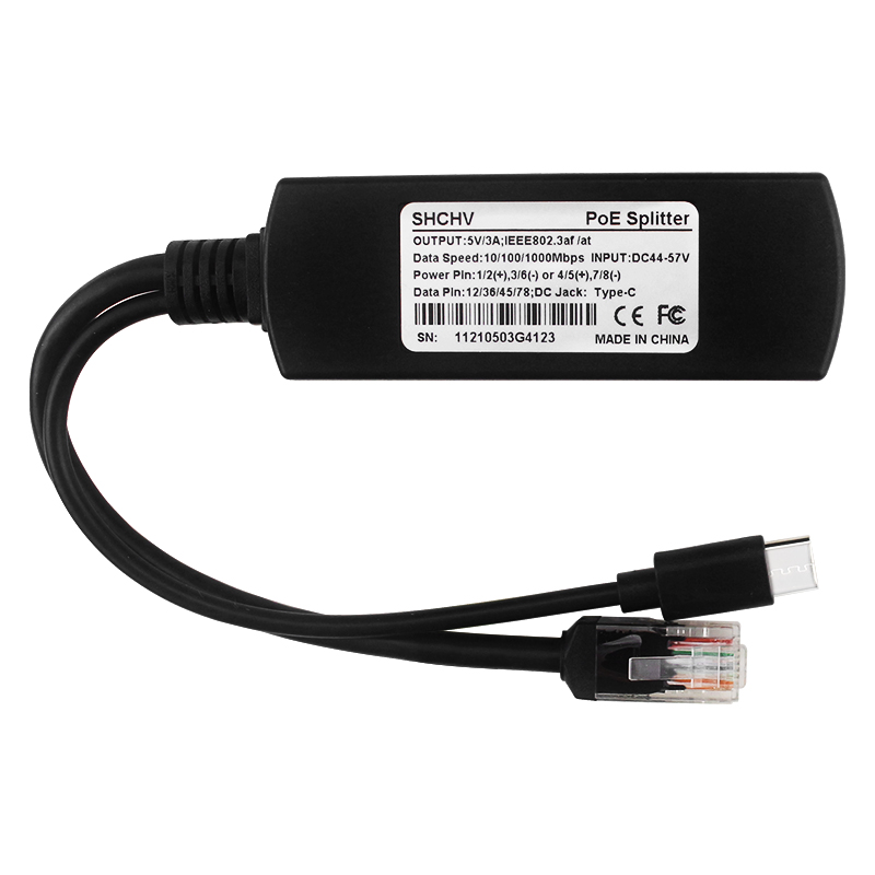 Raspberry Pi Gigabit PoE Splitter USB Type C IEEE 802.3af 10/100/1000Mbps Power over Ethernet 5V 3A/4A for Raspberry Pi 4B/5. 