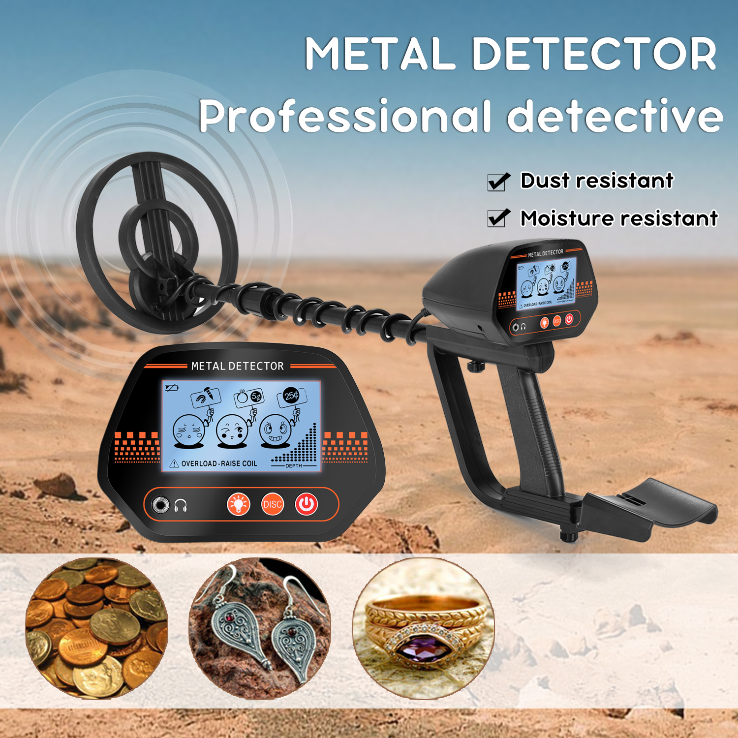 KOGEEK MD830 Portable Easy Installation Underground Me-tal Detector High Sensitivity Treasure G-old Me-tal Detecting Tool Finder with 3 Adjustable Modes Larger Back-lit LCD Display 3 Audio Tone and DISC Mode for Adults and Kids. 