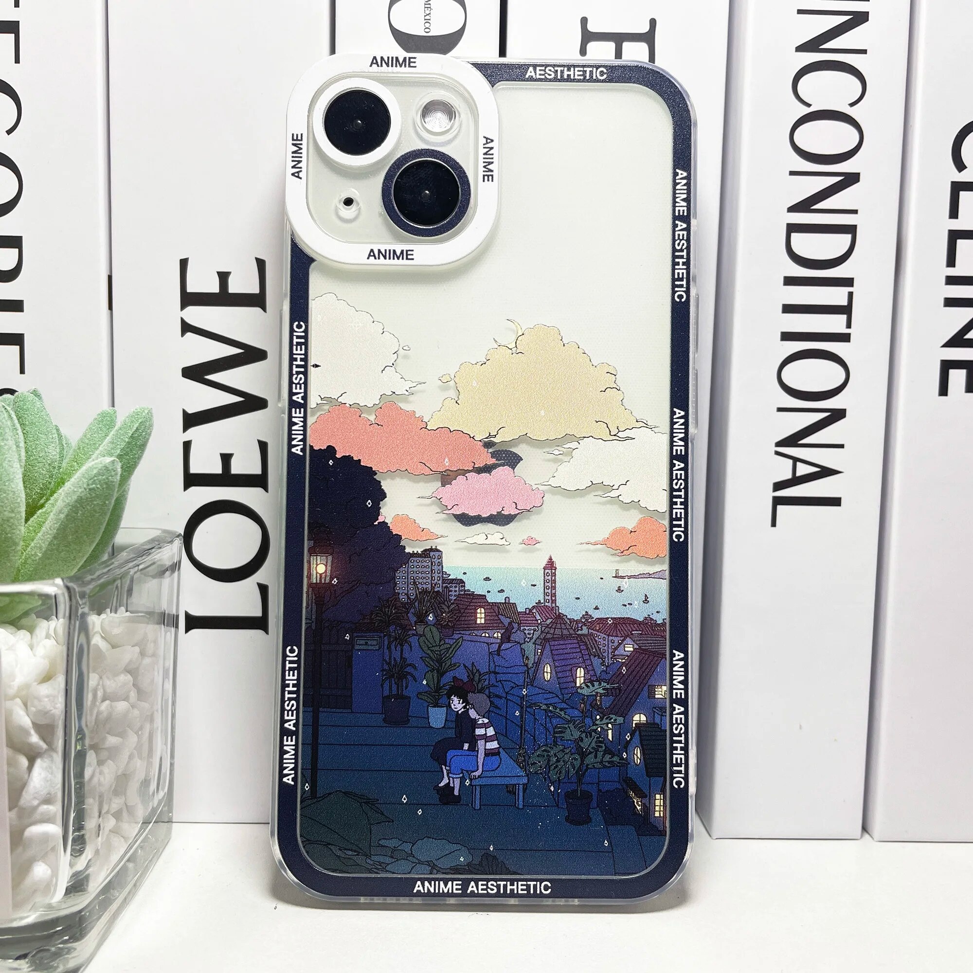 HD Printing Cute Japanese Anime Aesthetic Phone Case For iPhone 15 14 13 12 11 Pro Max Mini XS X XR SE 7 8 Plus Clear Soft Cover. 