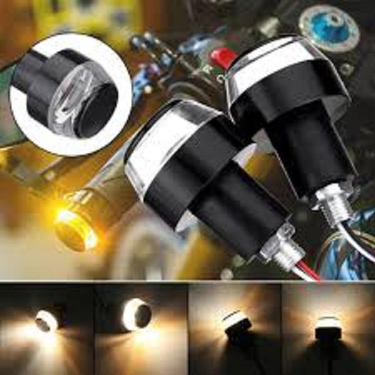 Bike Turn Signal LED Handle Bar Light Side LED Indicator Light Bike Handle Bar End LED Blinker Indicator Light Finish 2X Motorcycle DRL/Turn Signal LED Light Handle Bar