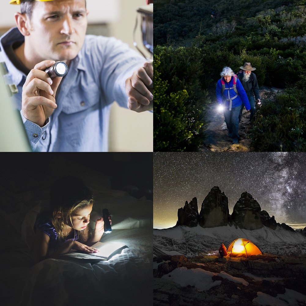 Brillante Torcia Led Torch Usb Rechargeable, Super Bright 600 Lumen Zoomable Pocket Torch Flashlight, Adjustable Focus Waterproof Powerful Torch For Camping. 