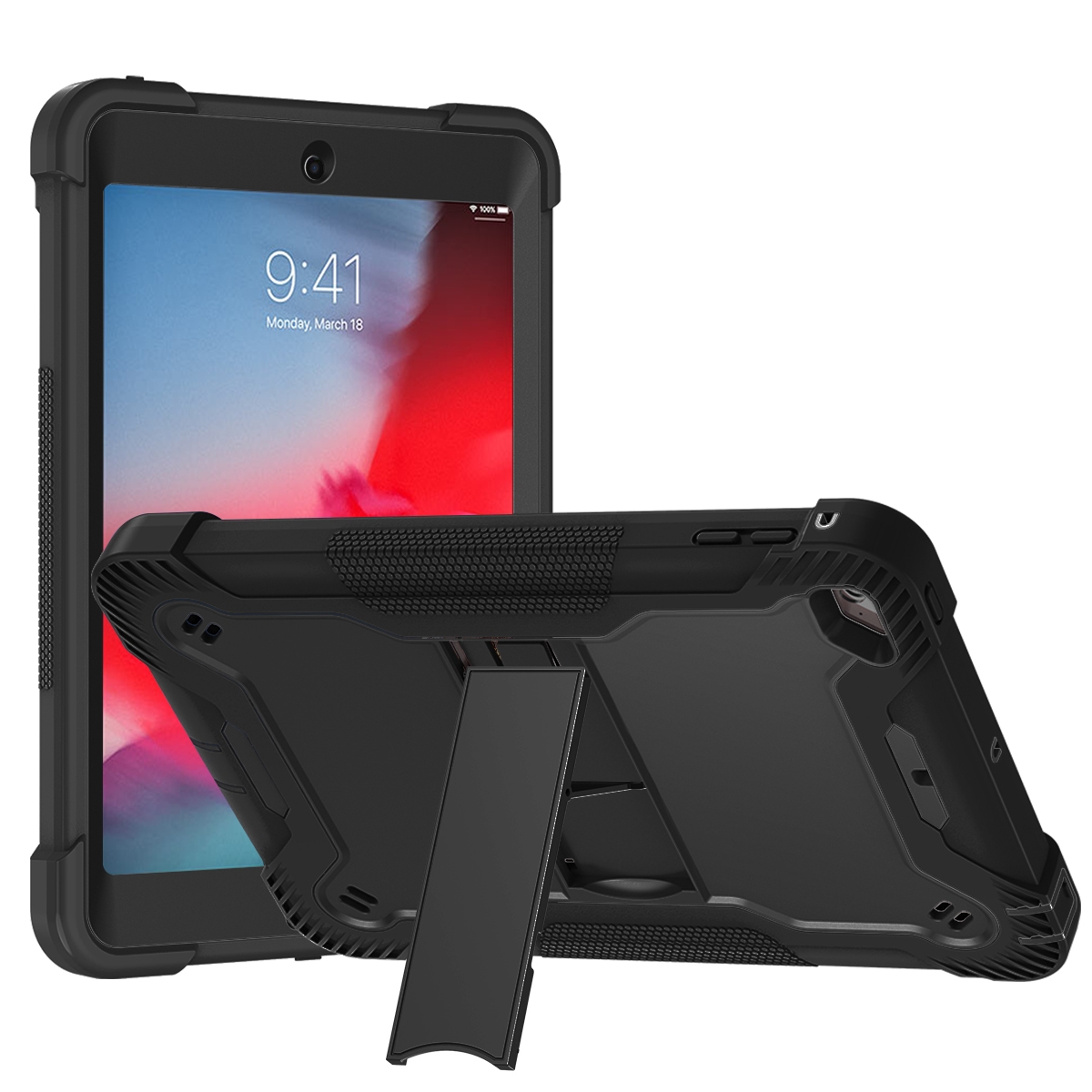 Silicone + PC Shockproof Protective Case with Holder For iPad mini / mini 4