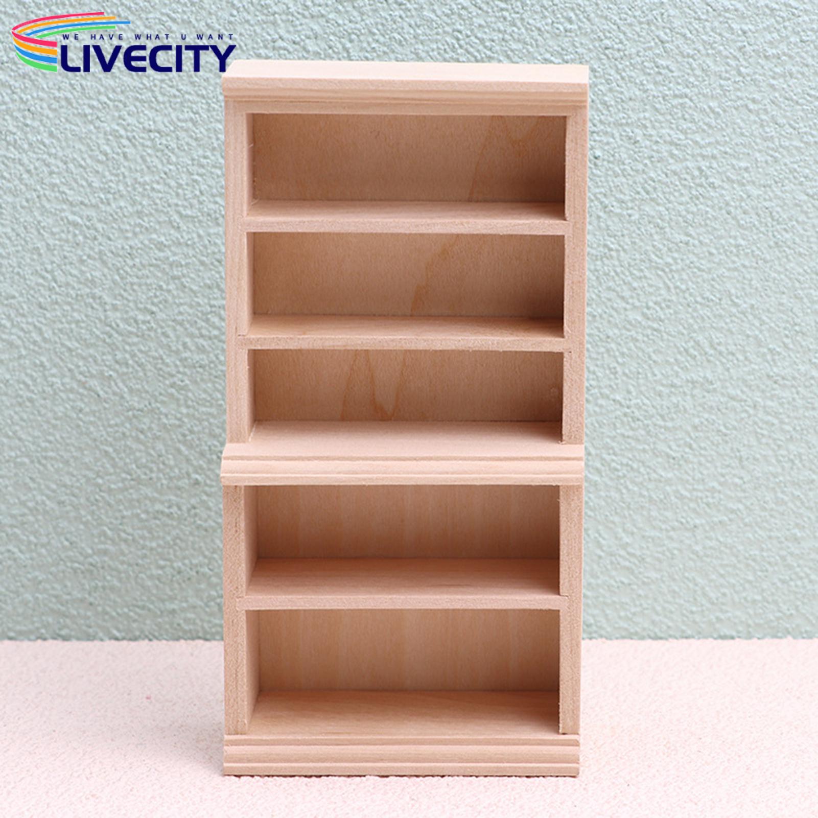 Doll House Shelf Realistic Miniature Study Library Bookshelf Model. 