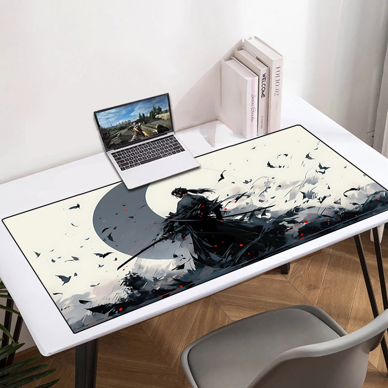 Moon Samurai Xxl Mouse Pad 900x400 Non-slip Rubber Keyboard Gaming Mats Playmat Deskpad Computer and Office Mousepad Anime Gamer. 