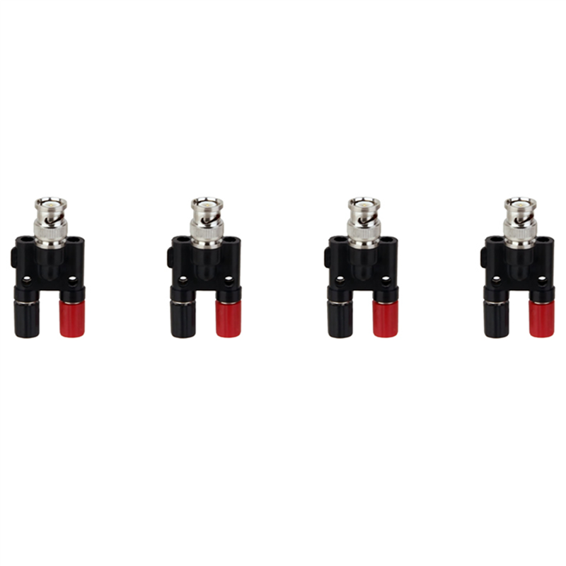 TWEXQNY 4X BNC Plug 4mm Banana Plug Splitter Connector BNC Male Plug to 2 x 4mm Banana Female Jack Socket Adapter