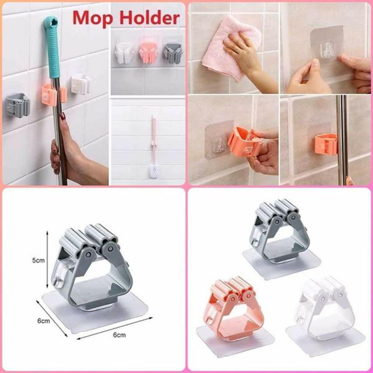 1pc Wall Mounted Mop Organizer Holder Brush Broom Hanger Home Storage Rack  Bathroom Suction Hanging Pipe Hooks Household Tools home