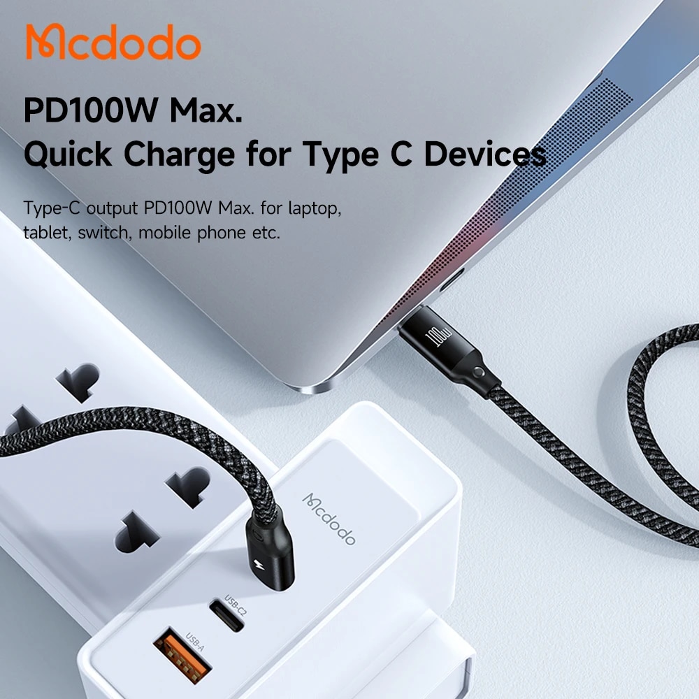 Mcdodo 100W Fast charege 3 in 1 Type-c to Type-c Lighting Apple Watch with iPhone15 14 13 12 11 Pro Max, Xiaomi, Huawei, Samsung. 