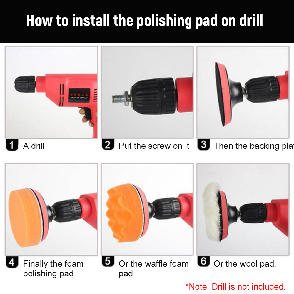 KOGEEK 10pcs Polishing Pad Kit 4-inch Foam Buffing Pads with Waffle Foam Wool Pad Backing Plate for Angle Grinder Buffer Orbital Polisher Sander Rotary. 