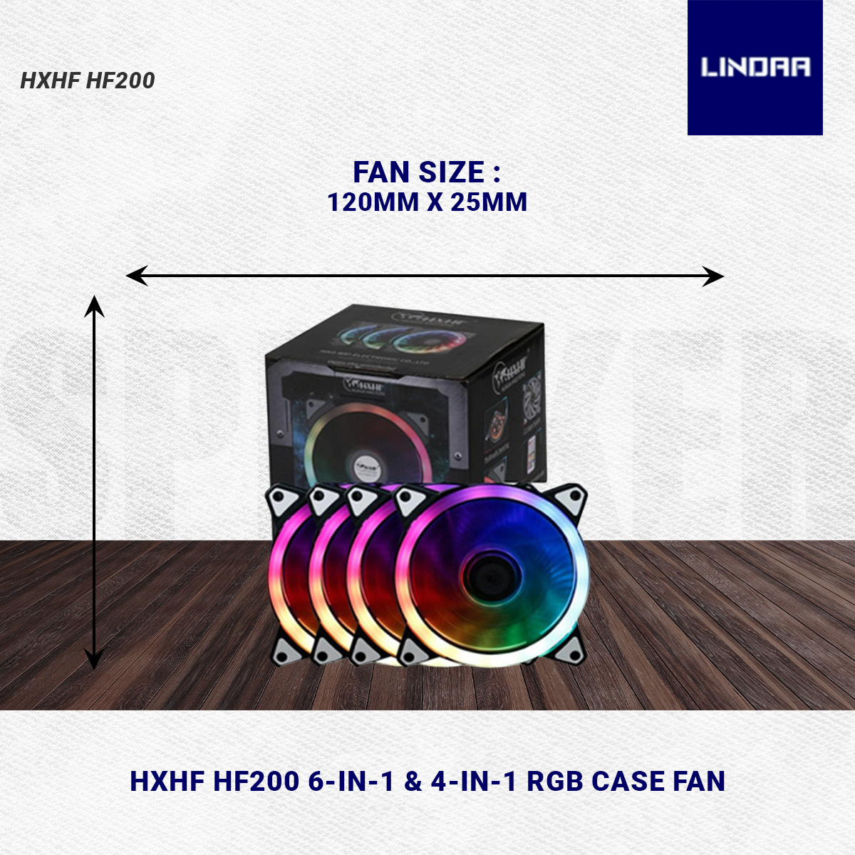 HXHF HF200 6-In-1 & 4-In-1 RGB Case Fan 120mm Cooling Fan Set Remote Included Plus 10-Port Hub For Ultimate System Cooling. 
