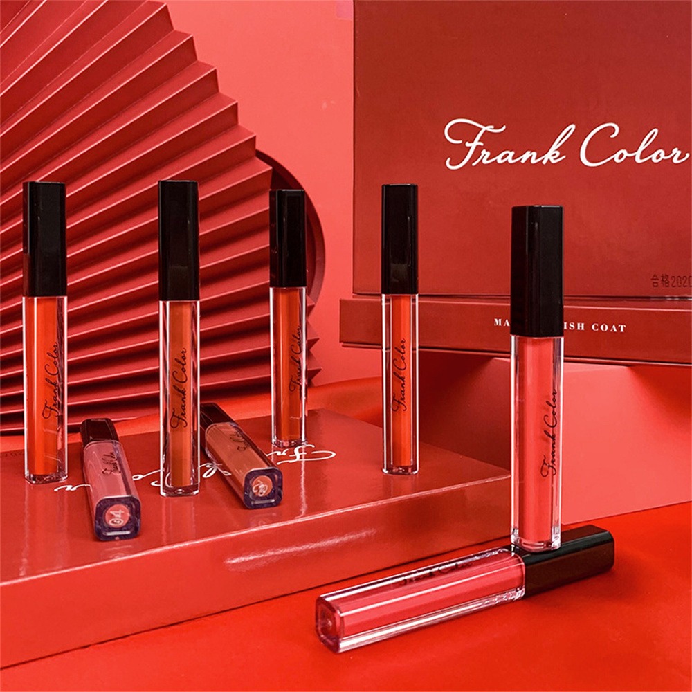 Frank Color Soft Velvet Lip Glaze Eight-piece Set Lipstick Long Lasting Moisturizing Waterproof Not Easy To Fade Not Easy To Dry Out Student Lip Gloss. 