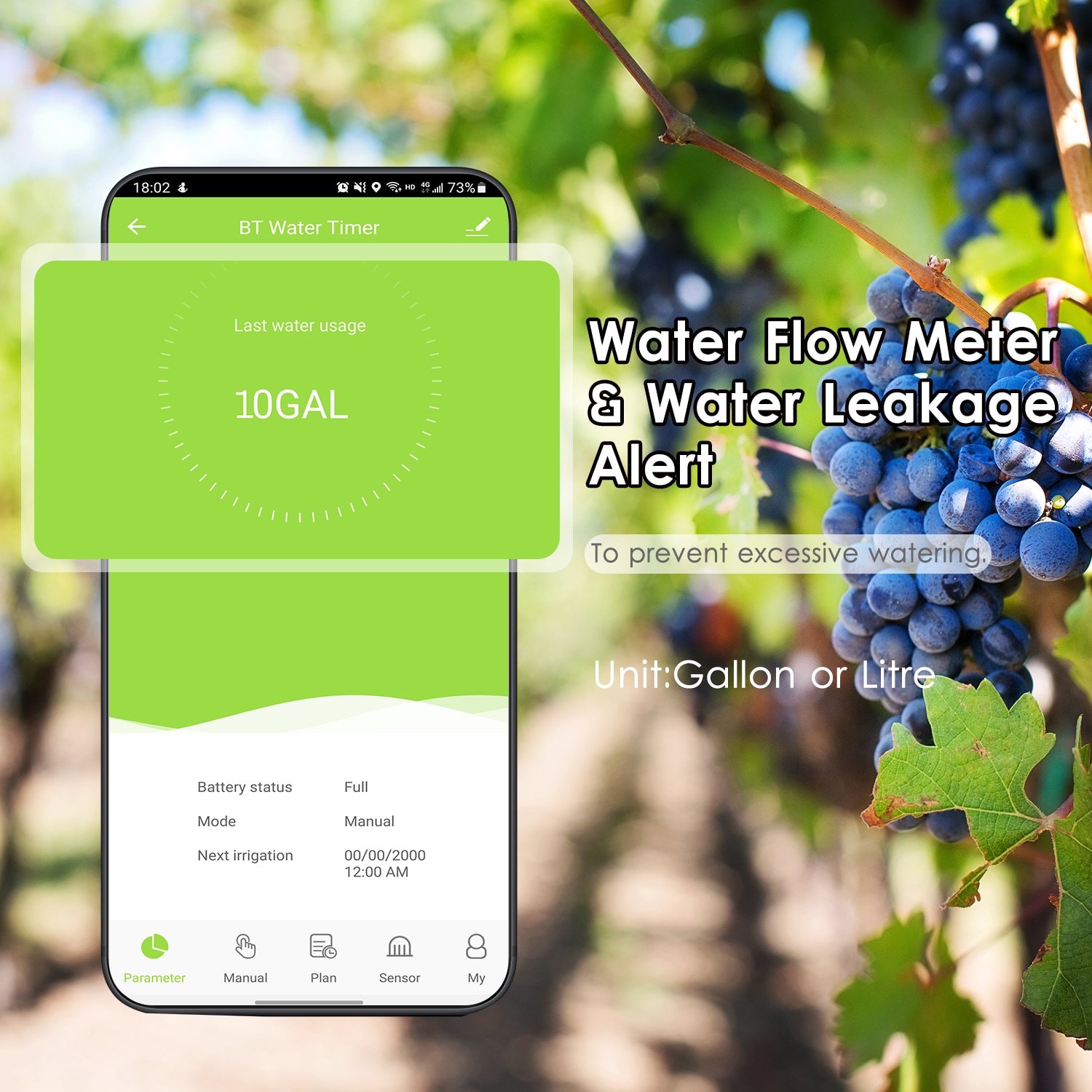 Programmable BT WiFi Water Timer Hose Faucet Timer Outdoor  Operated Water Flow Meter Automatic Watering Sprinkler System. 
