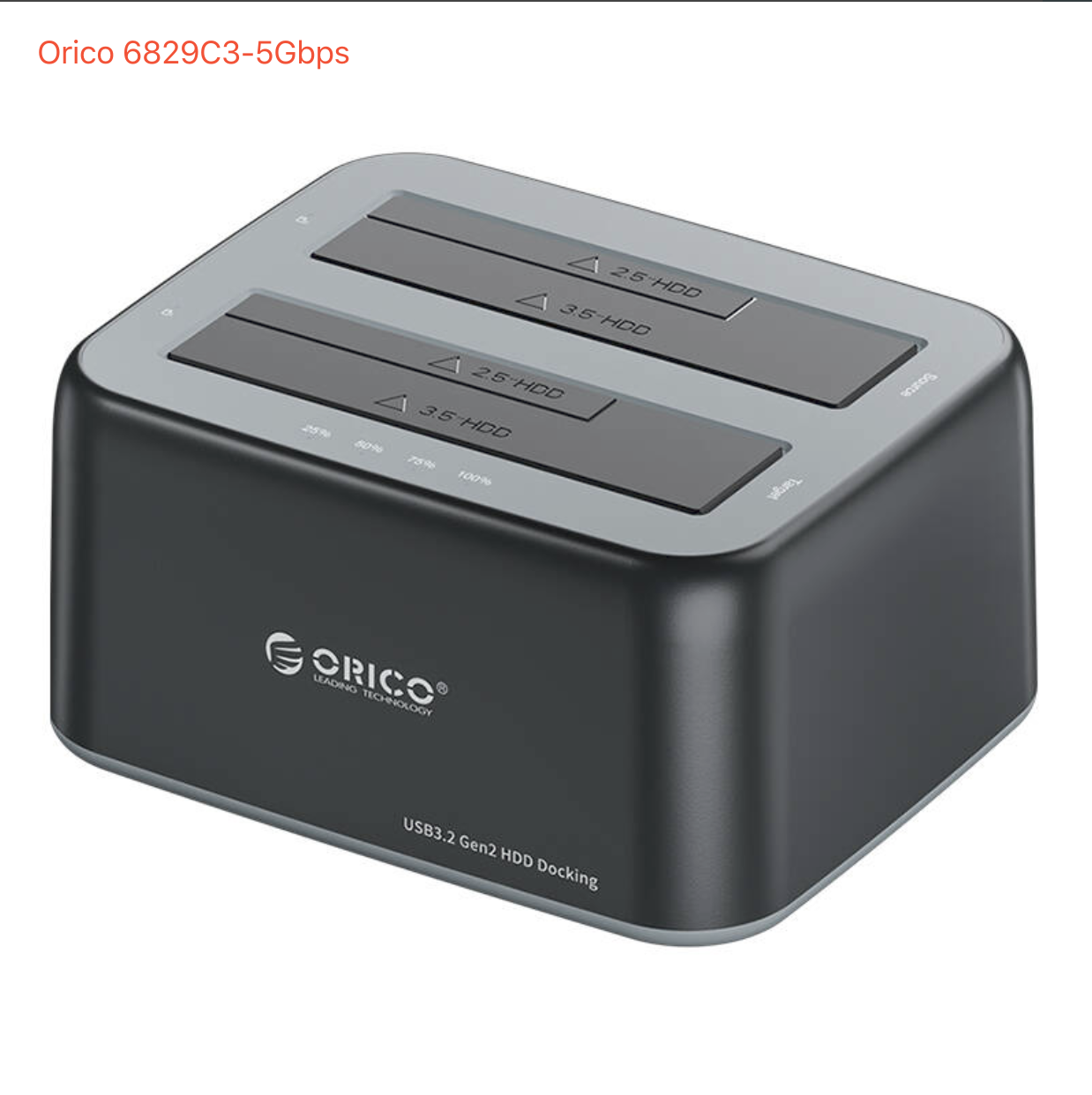 ORICO 6829C3-C And 6819-C3 2.5"/3.5" SATA HDD/SSD Dual-bay Dock with Offline Clone Function Support UASP 12V3A Power Adapter for HDD/SSD.