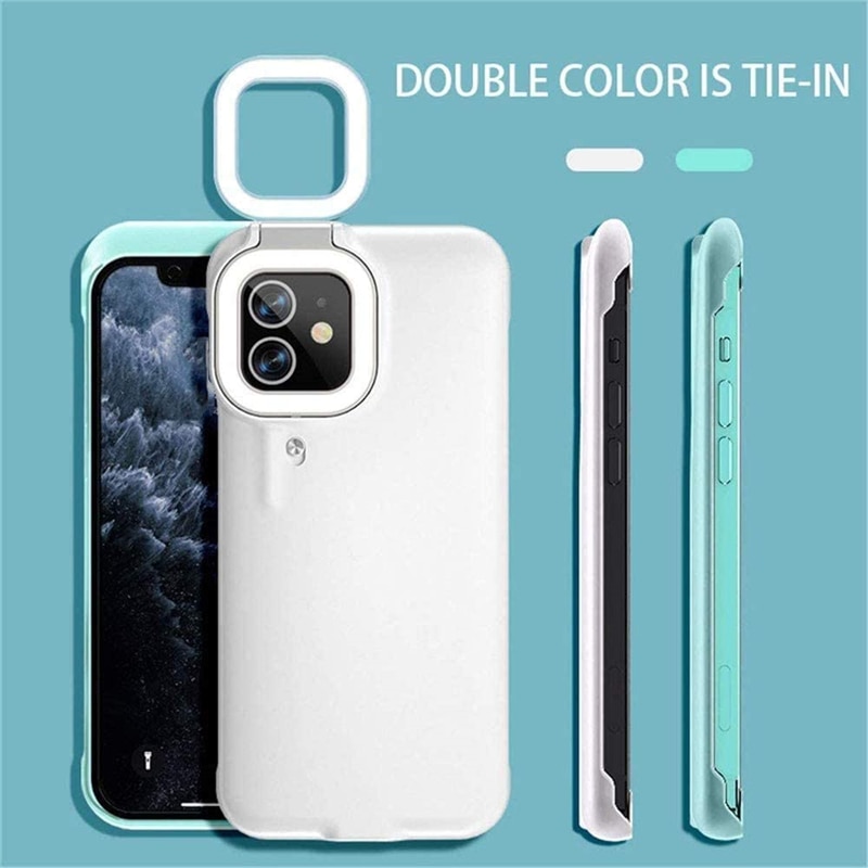 Built-in Selfie Ring Light Up Phone Case for IPhone 13 12 11 14 Pro Max XS XR X 14Pro 13Pro LED Luminous Flashlight Back Cover