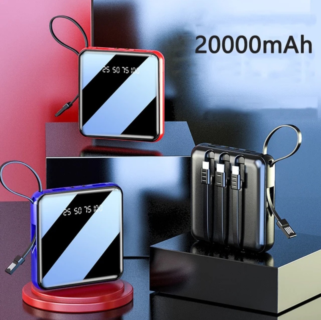 20000 MAH Powerbank with LED Display and All in One Cable set. 