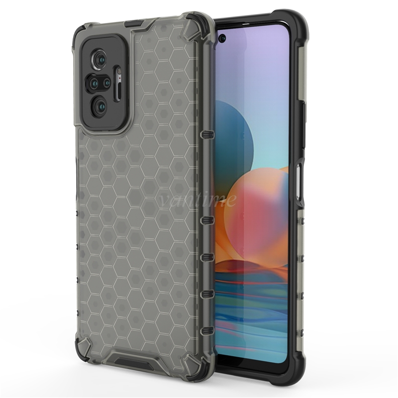 Vantime for Xiaomi Redmi Note 10 pro honeycomb case transparent back anti-fingerprint cover. 
