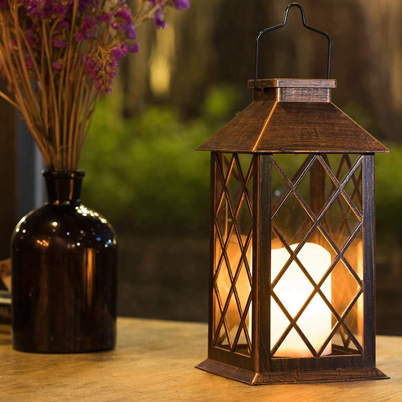 Solar Lantern,Hanging Lantern LED Flickering Flameless Candle Lights. 