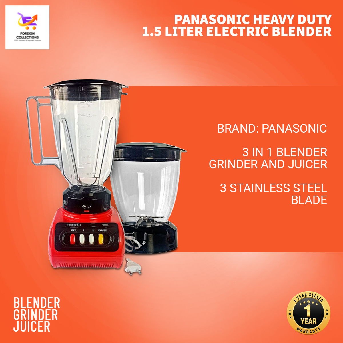 Top Selling heavy duty 1.5 liter Electric Panasonic Blender-Best Master Panasonic Blender & Juicer in Dhaka. 