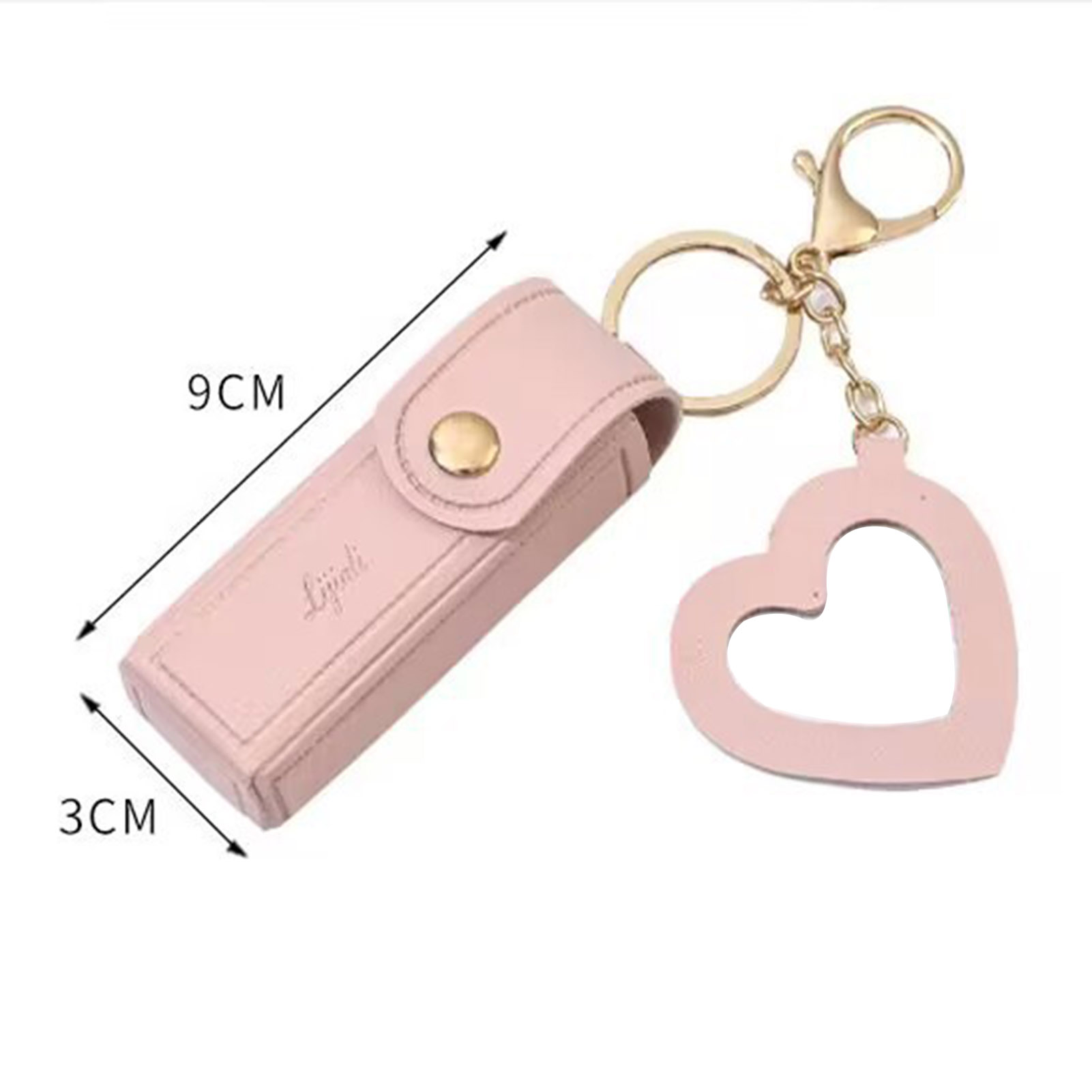 Lip Gloss Holder Keychain Stylish Lipstick Bag Keychain with Heart Pendant Mini Lipstick Container Key Organizer for Purse Stainless Faux Leather Clip Holder Lip Gloss Storage Keychain. 