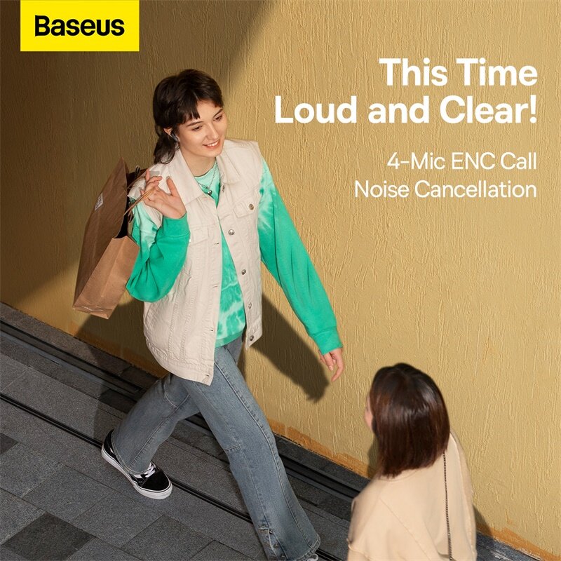 Baseus Bowie M2 Wireless Hybrid Active Noise Cancellation Bluetooth Earphone Ultra Low-Latency Wireless Earbuds With 4 ENC Mics. 