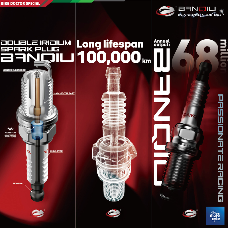 BANQIU Iridium Spark Plug for Motorcycles – Long and Short Thread, Durable, and Efficient (Made in China). 