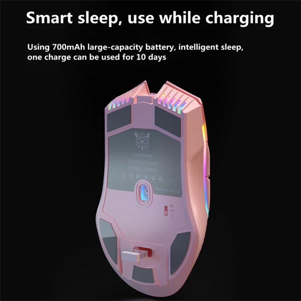 Onikuma Cw905 Rgb Backlit Wireless Gaming Mouse Rechargeable Computer Mice Up To 3600 Adjustable Dpi. 