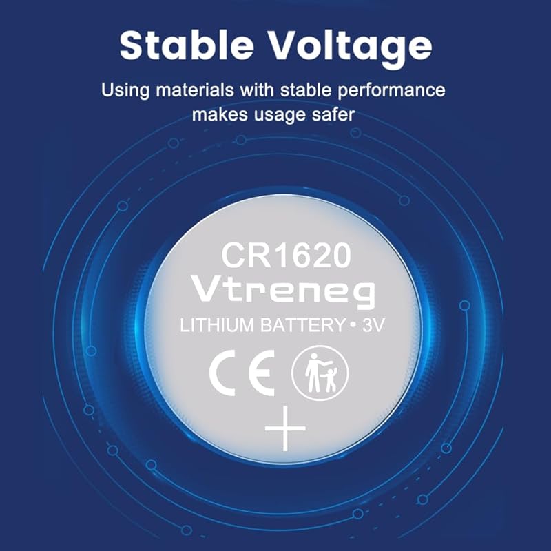 10 pack CR1620 battery, 1620 3V lithium coin button battery for key fob Airtag watch car remote battery. 