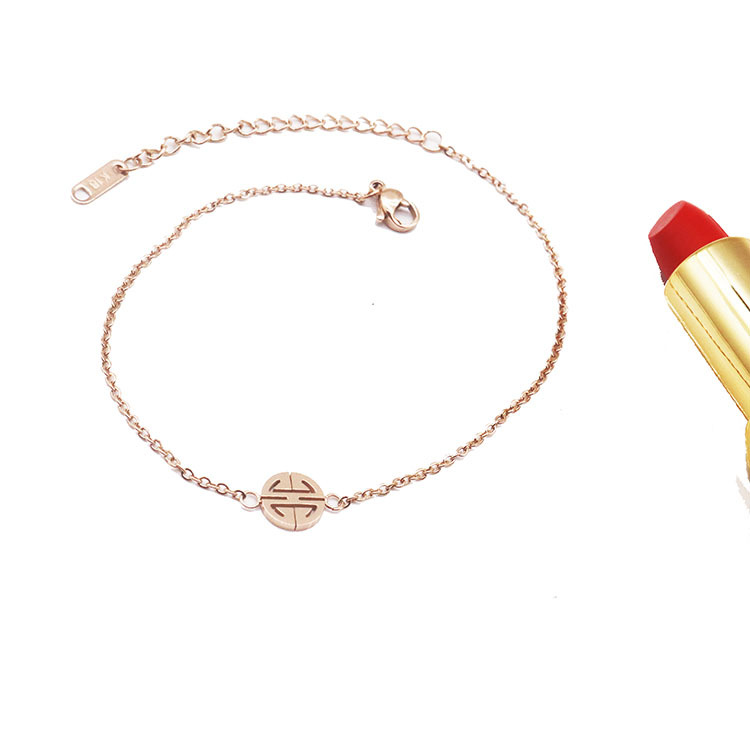 Golden Xiaofu brand titanium steel anklet for women Korean style simple color gold women's sexy happy word anklet