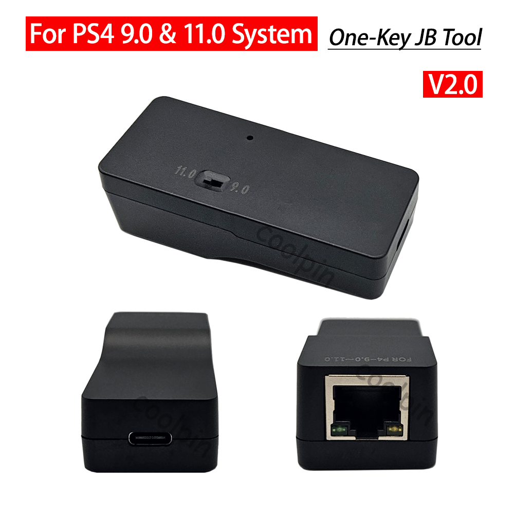V2.0 One Key JB Tool USB Adapter For PS4 FW 9.0 11.0 System PPPwn Dongle With Ethernet Type-C Cable For PS4 9.00 11.00 JB. 