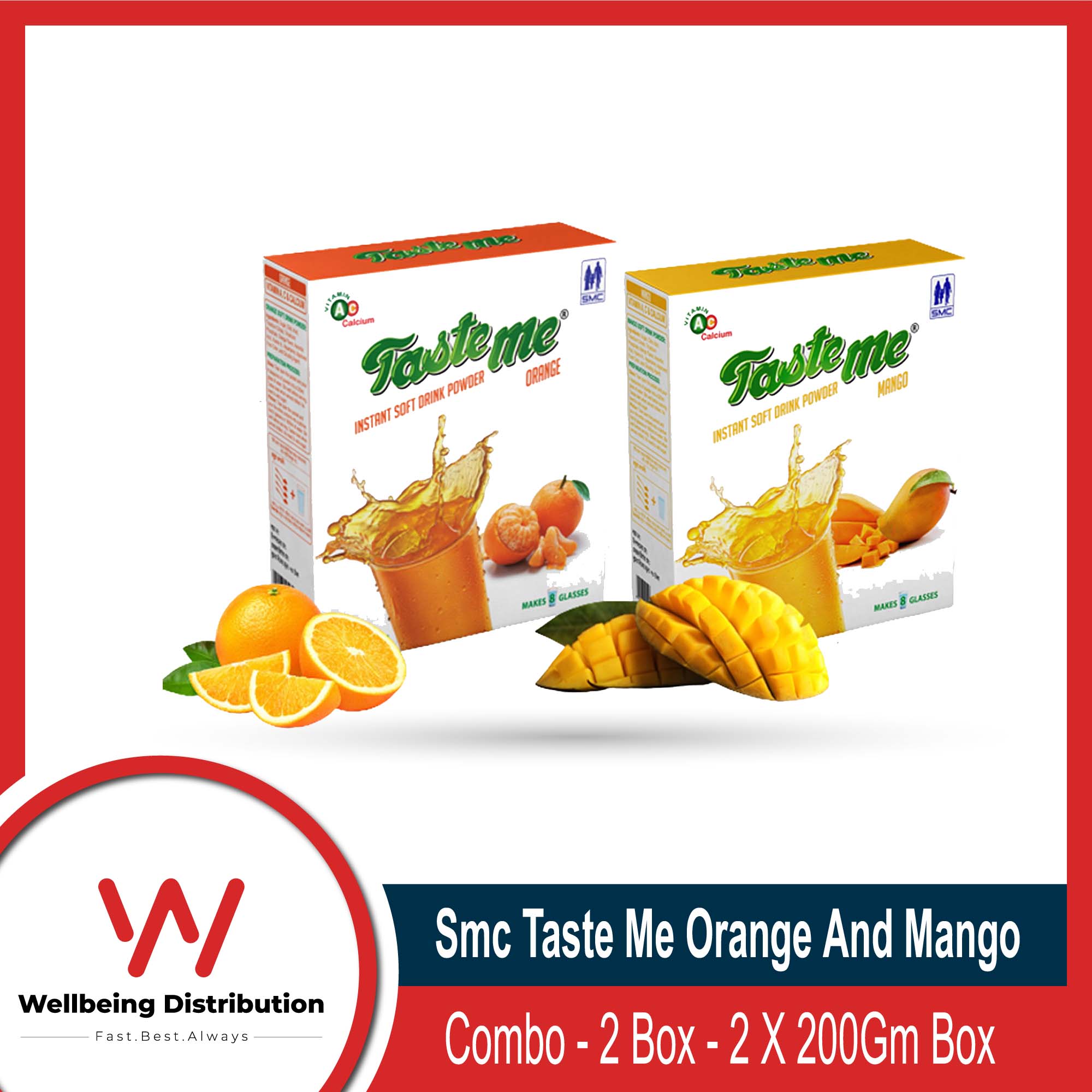 Smc Taste Me Instant Drink Powder - Orange And Mango Flavor Combo - 2 Box Combo - 2 X 200Gm Box