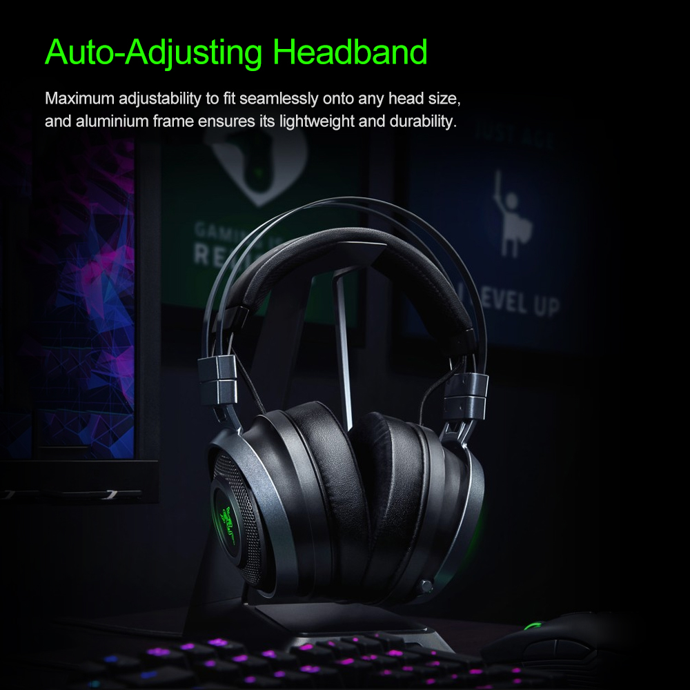 Razer Nari Essential Wireless Gaming Headset 2.4GHz Wireless 7.1 Surround Sound Earphone Replacement for PC, PS4, Mac. 