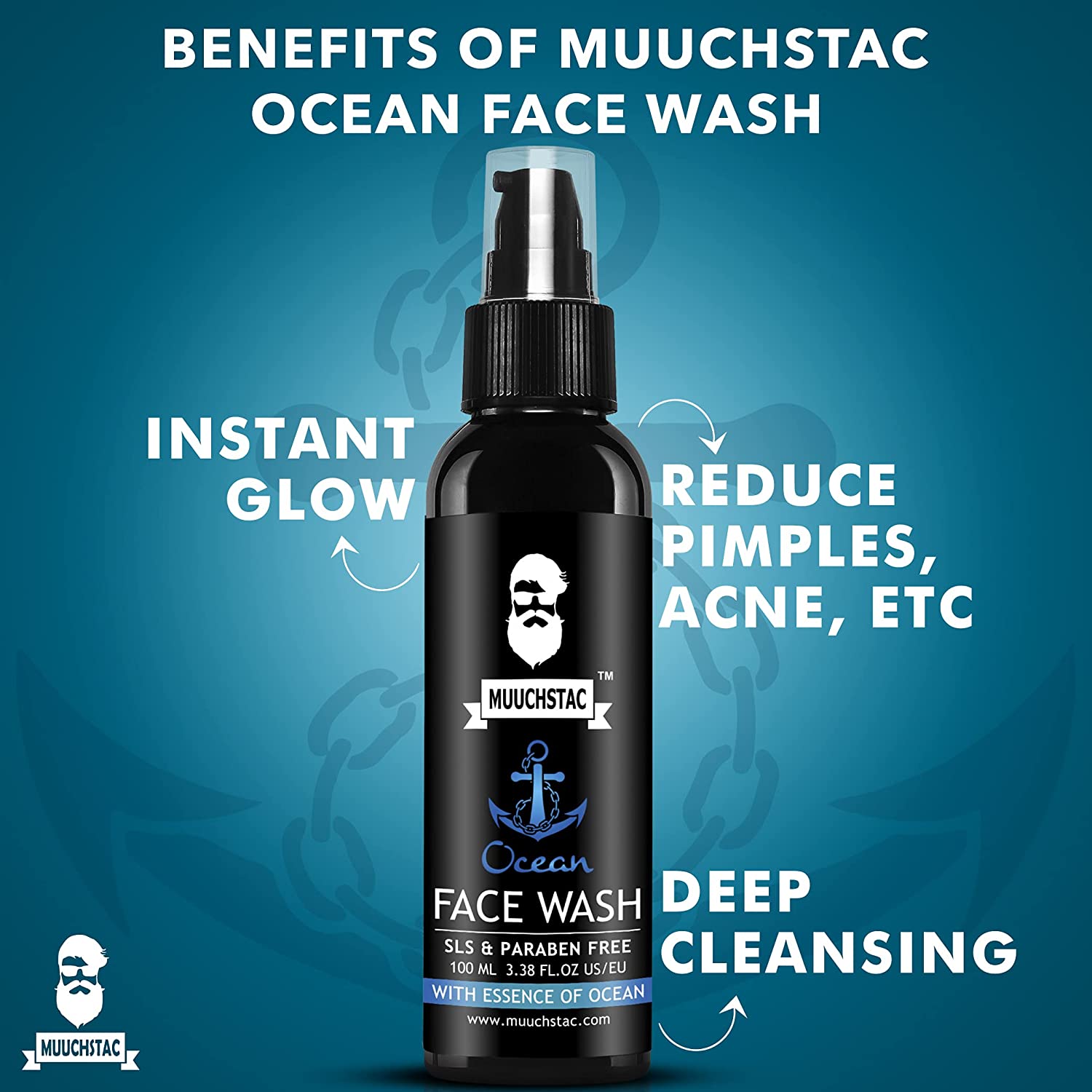 Muuchstac Ocean Face Wash with 2 company card made in india. 