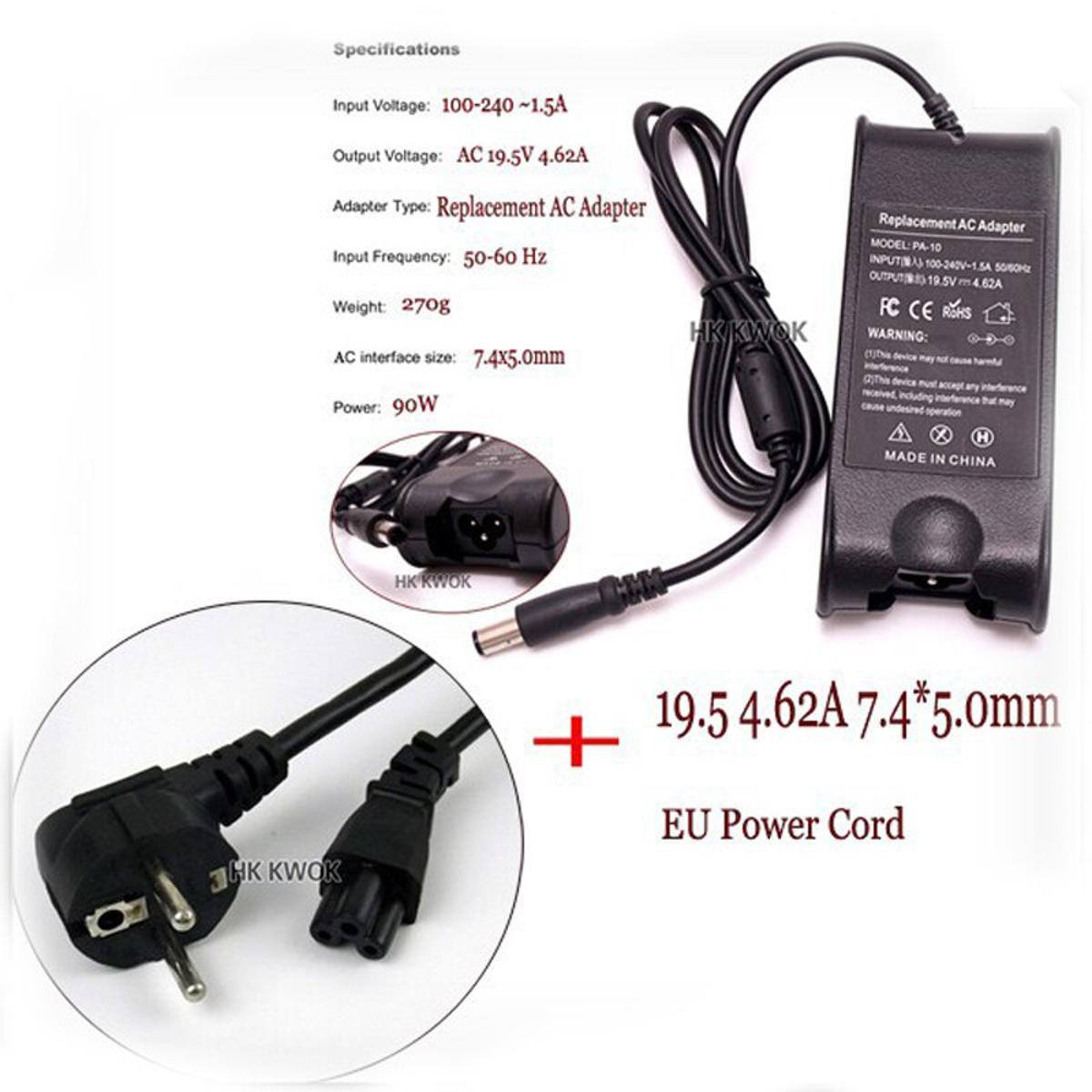 【happy one】Adapter DELL Laptop 19.5V 4.62A + EU Plug For inspiron PA-10 1545 N4010 N4030 N4050 D610 D620 D630 Pa-1900-02D