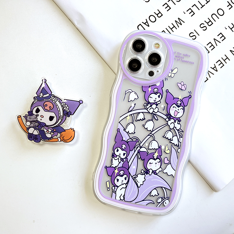 Jizetin for Vivo V27E Back Cover + Free Pop Socket Sweet Melody Soft Wavy Shape TPU Phone Case For Girls Boys. 