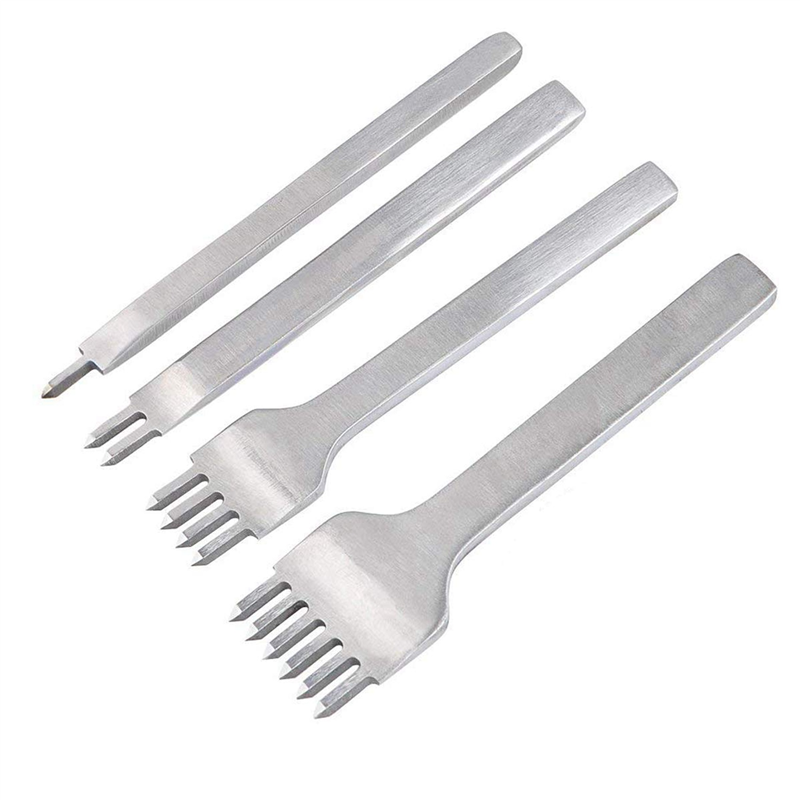 12x Lacing Stitching Chisel Set DIY Leather Craft Tool 4mm Diamond Hole Punches for Leather 1/2/4/6
