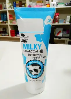 milky charcoal detoxifying facial foam
