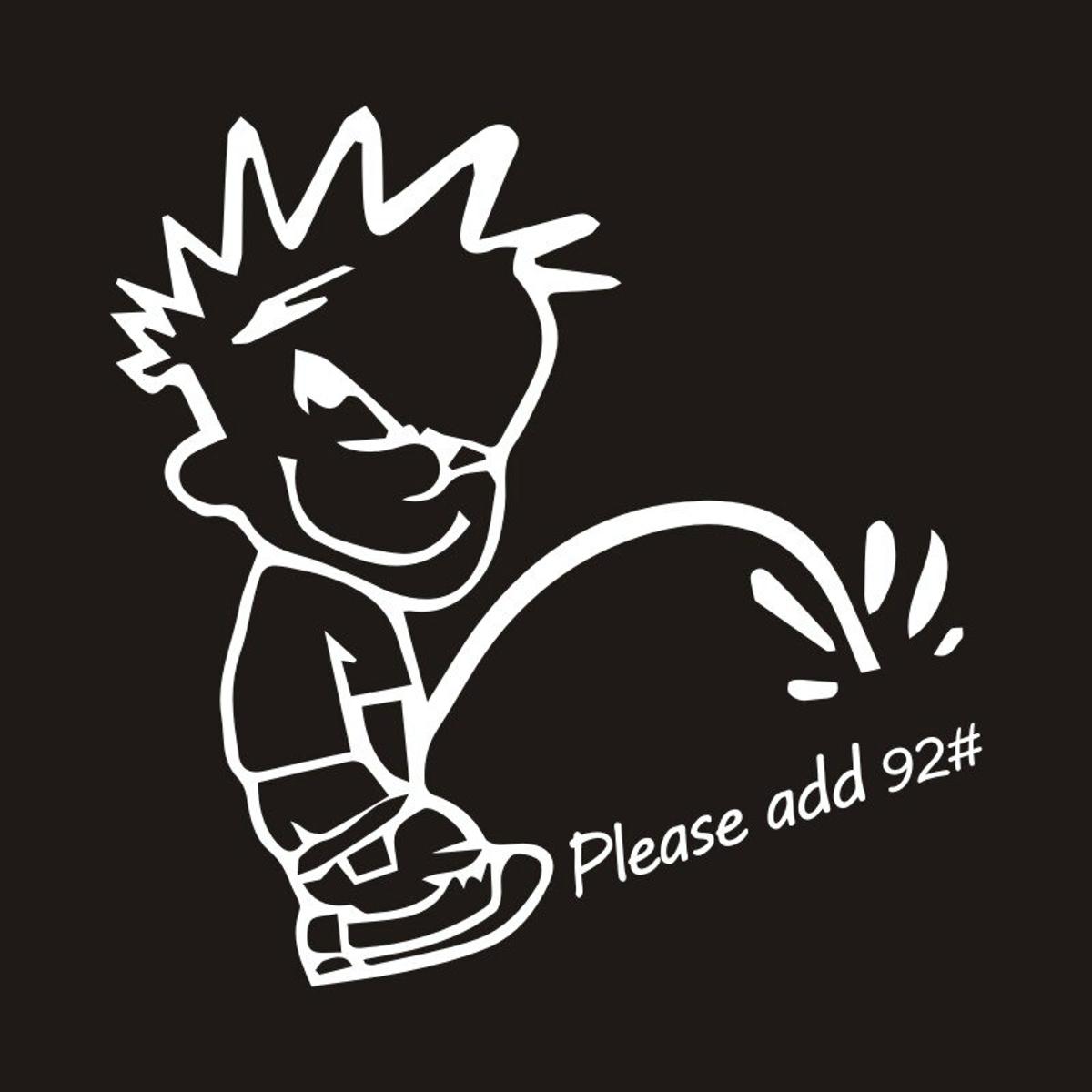 【DM bag factory Store】Aliauto Funny Car Cartoon Kids Pee Please 92 Automobiles Motorcycles Decoration Fuel Tank Decal,12cm*12cm