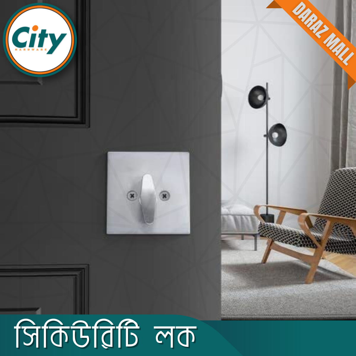Square Deadbolt Security Lock One Side Key One Side Knob Door Lock. 