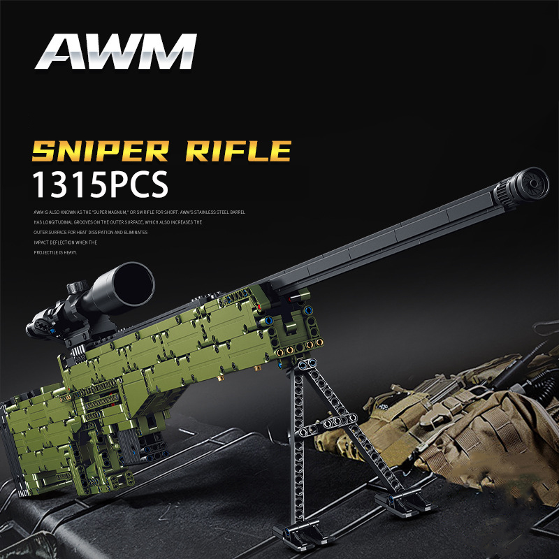 BeginnerBer WW2 Creative AWM Rifle Barrett AKM Building Blocks, M24 Military s Series Modle Set Boy s Birthday Gifts. 