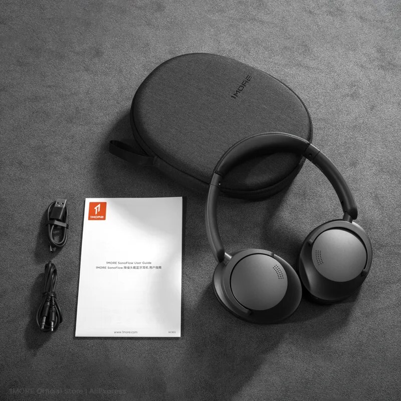 1MORE Sonoflow HC905 Wireless Bluetooth Active Noise Canceling Headphones, Hi-Res LDAC 70H Battery, Connect 2 Devices, 5 Mic. 