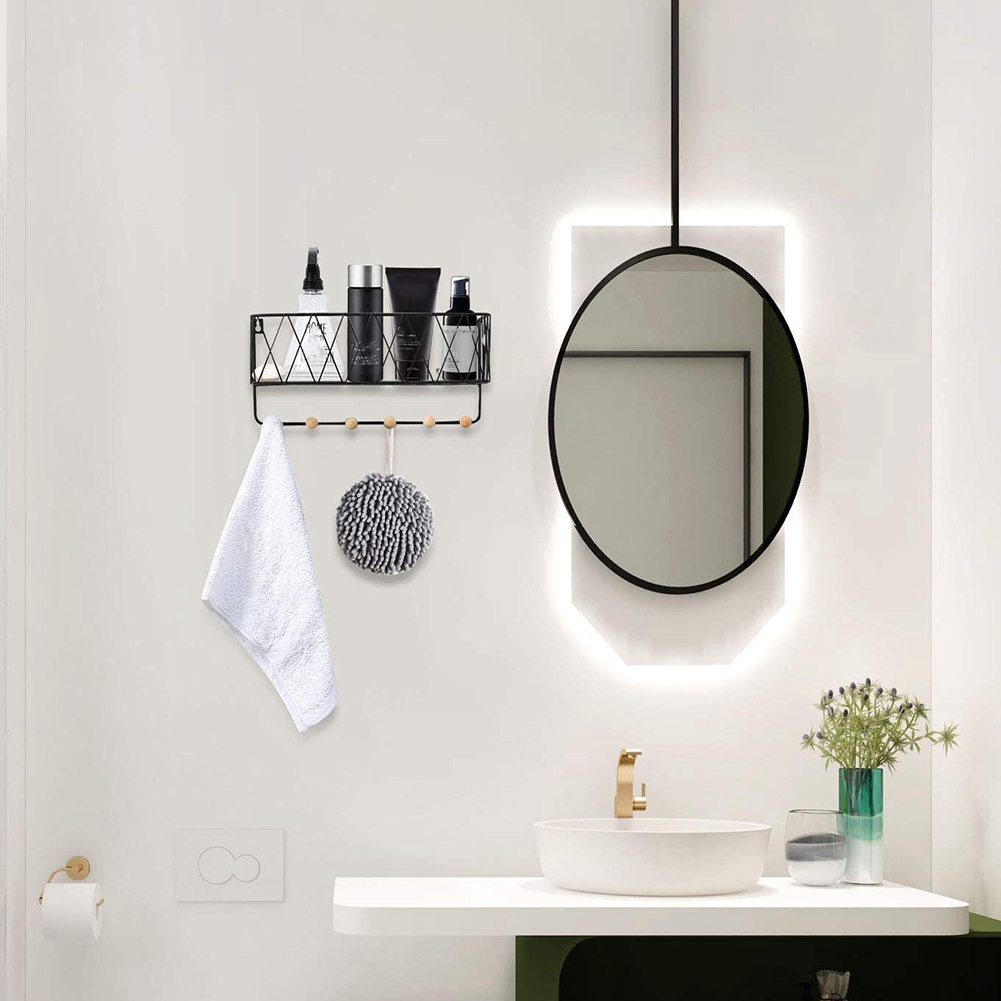 Wall-Mounted Mail Holder with 6 Key Hooks, Wire Mesh Storage Basket. 
