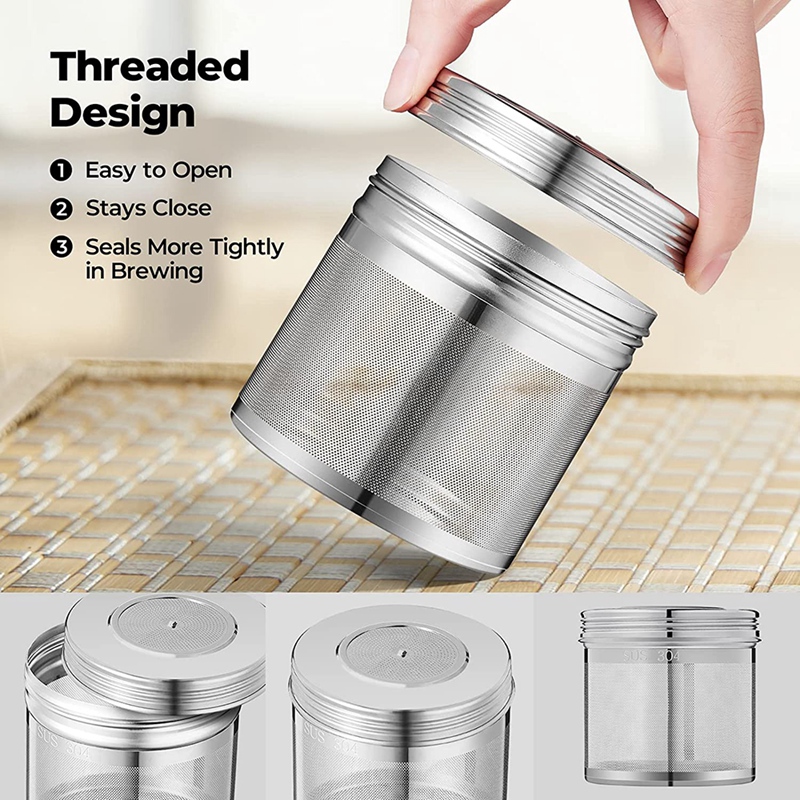 BRADOO 2 Pack Large Tea Ball Infuser for Loose Leaf Tea & Spice Infuser for Cooking, Threaded Lid, Extra Fine Mesh Tea Strainer. 