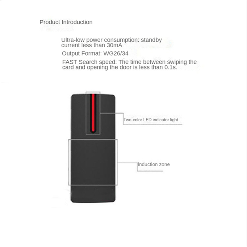 IP68 Waterproof IC Card Reader 13.56Khz Proximity Card Access Control Slave Reader Support Wiegand 26/34 Output. 